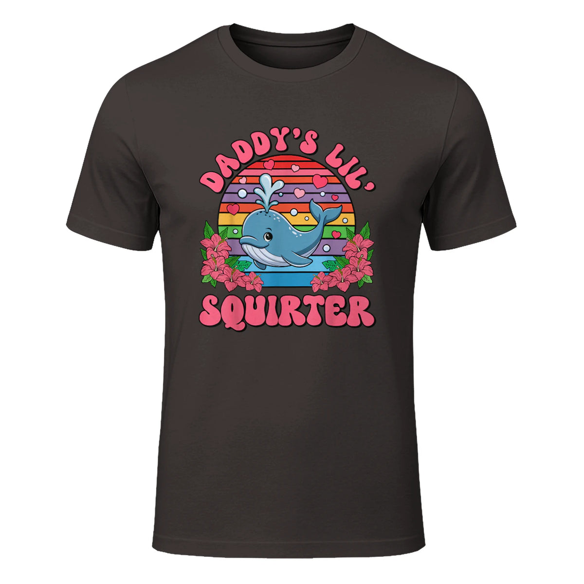 Daddy's Lil Squirter Joke T-Shirt in Dark Chocolate - front view