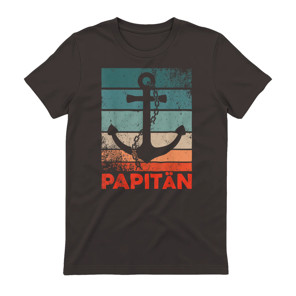 Papitän Papa und Kapitän Lustiges Retro Anker Vatertag in Dark Chocolate - back view
