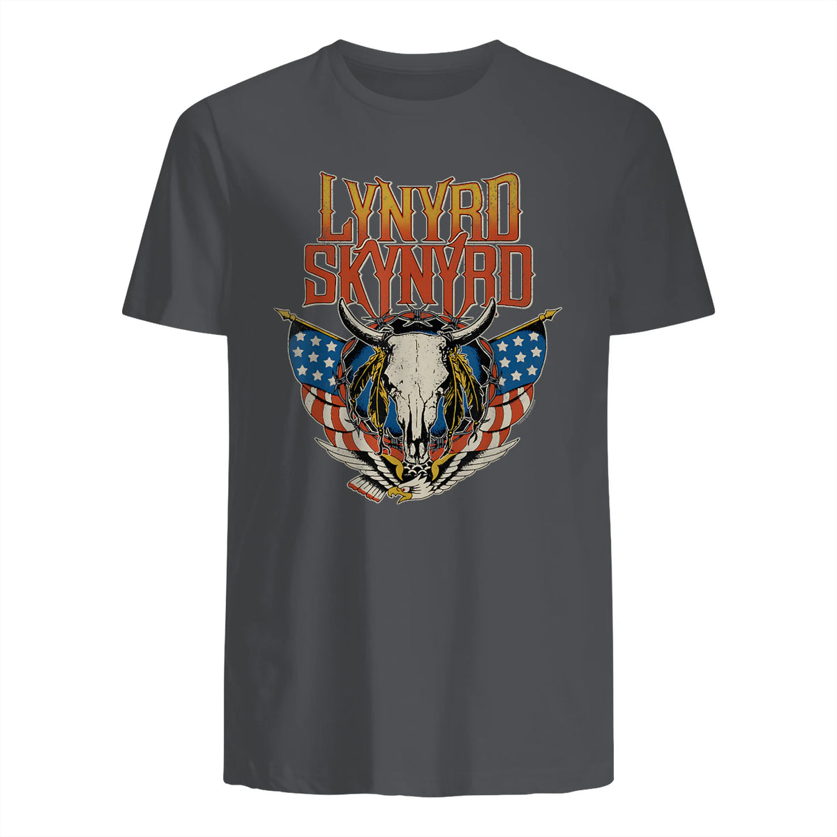 Lynyrd Skynyrd - Americana Steer Skull T-Shirt in Charcoal - back view