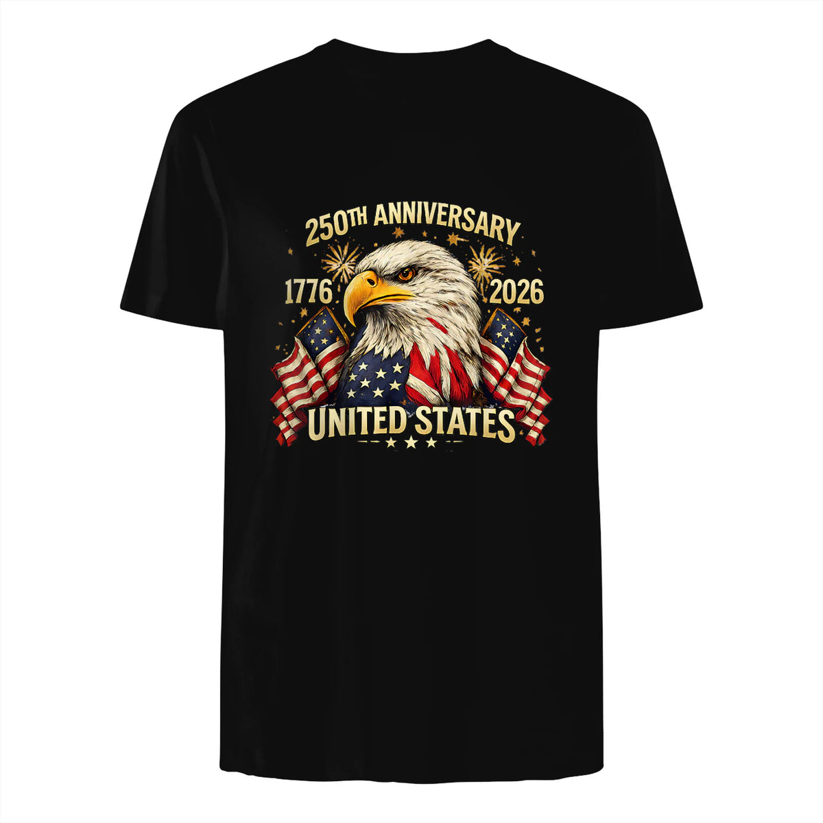American Flag Anniversary T-Shirt in Black - back view