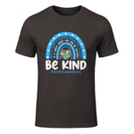 In April We Wear Blue Autism Ribbon T-Shirt in Dark Chocolate - front view