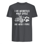 I Like Motorcycles and Dogs and Maybe Three People T-Shirt in Charcoal - back view