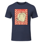 Vintage Japanese Cat Kawaii Cat Lover Meowing Tshirt in Heather Navy - front view