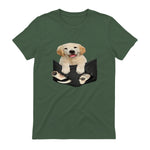 Cadeaux pour les amoureux des chiens Golden in Pocket in Military Green - back view
