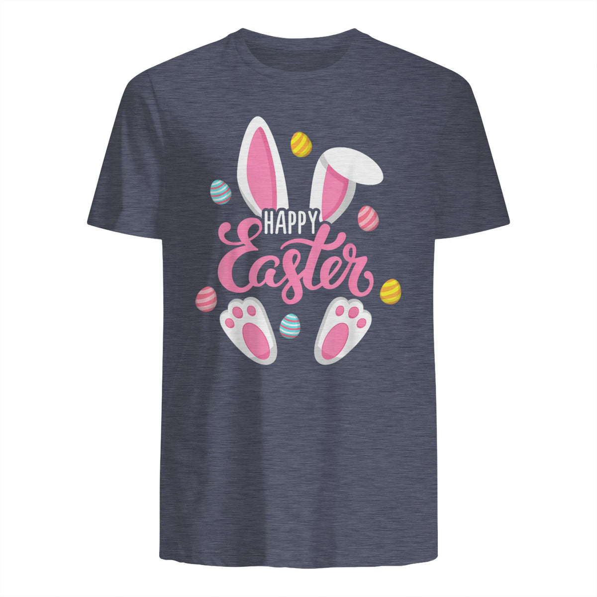 Happy Easter Bunny Women Girls Rabbit Easter Egg Hunt Funny in Heather Navy - back view