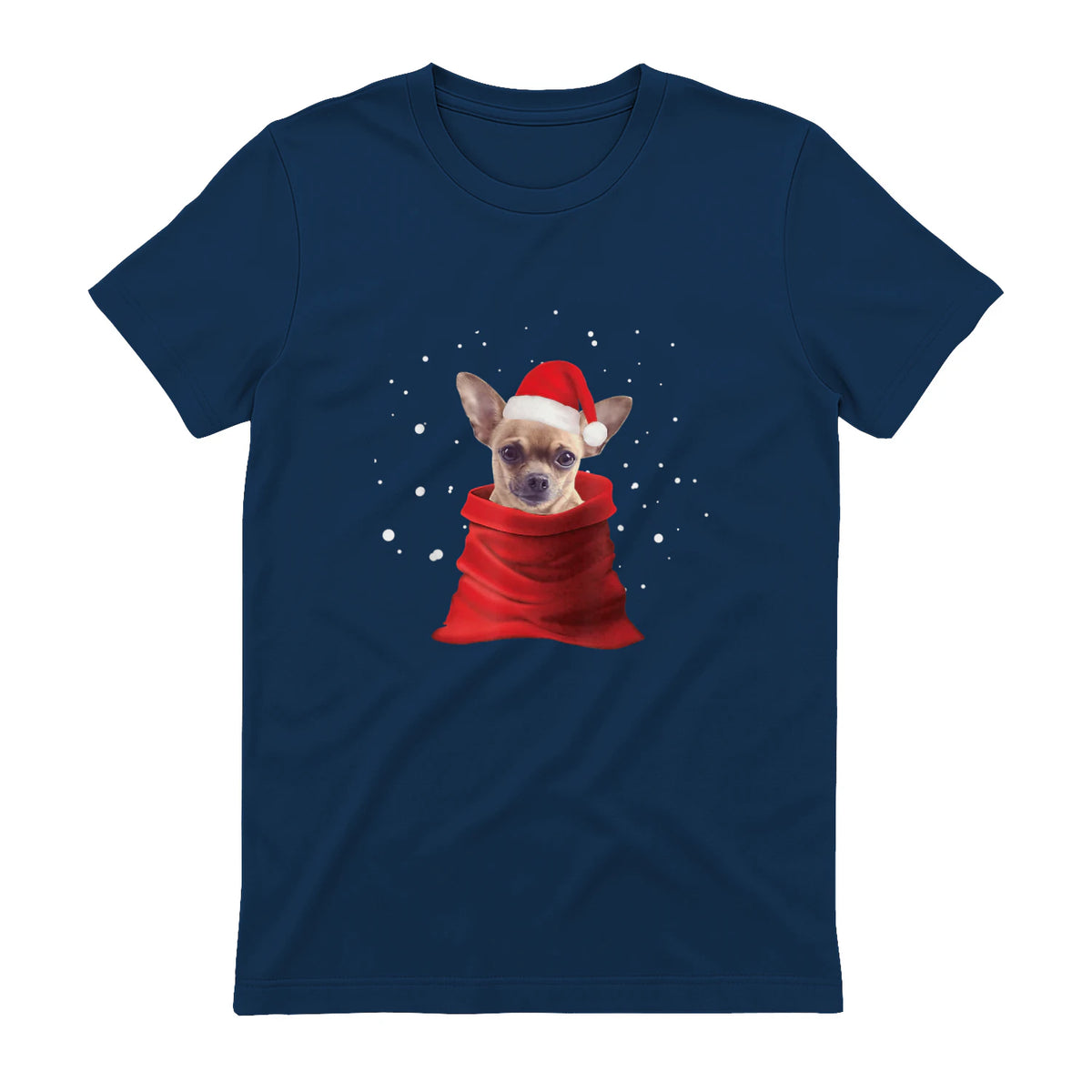 Chihuahua Motif de Noël - Mignon Mignon Xmas Neige Chiwawa in Navy - back view
