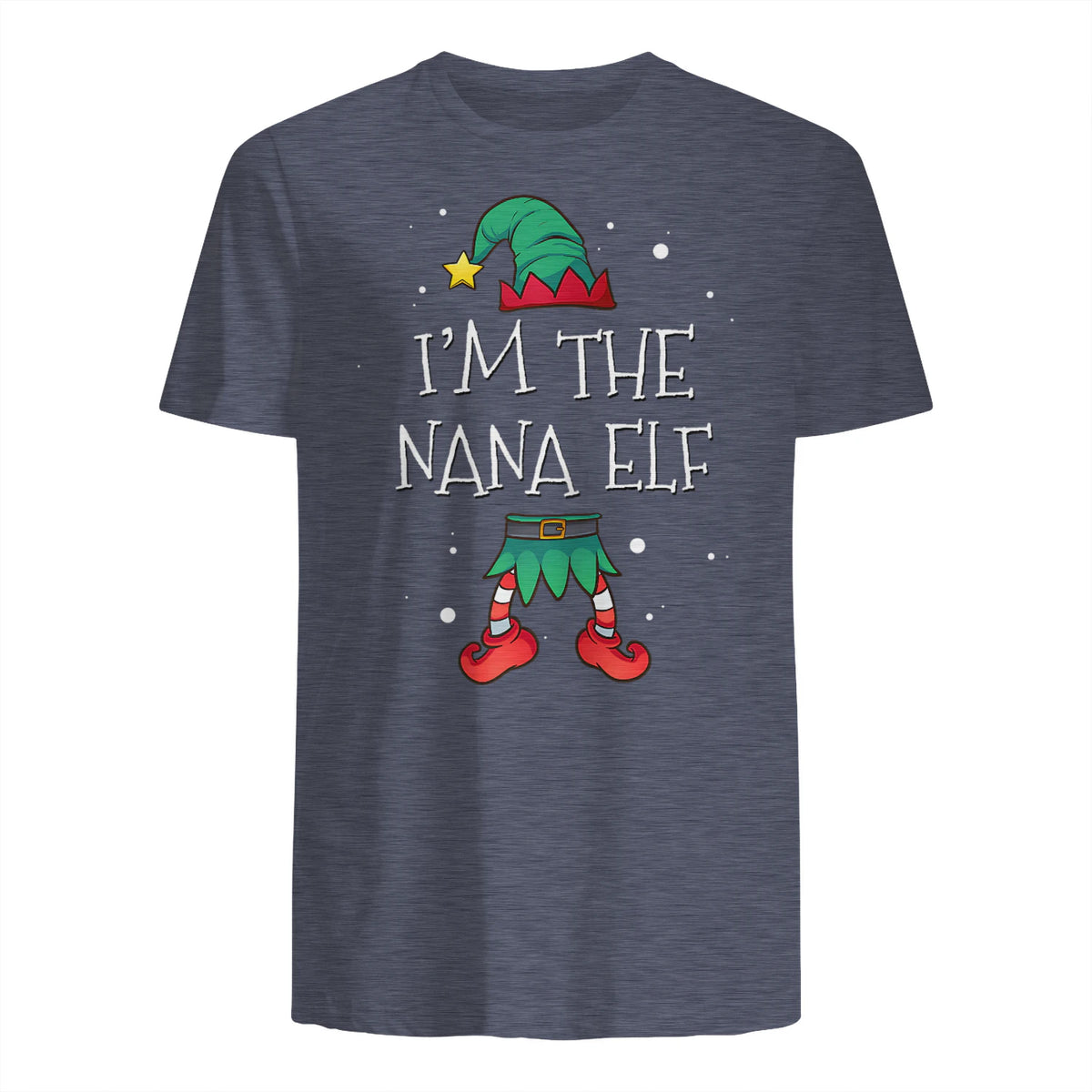 I'm The Nana Elf Shirt Matching Family Outfits Christmas in Heather Navy - back view