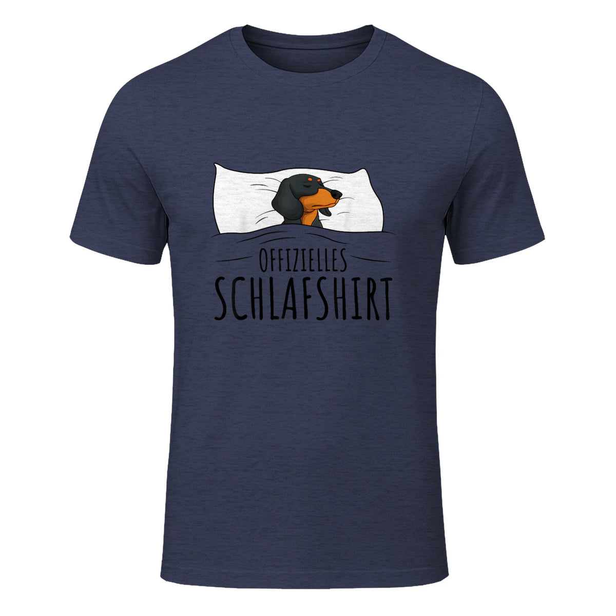 Offizielles Schlafshirt Schlafanzug Dackel Hund Geschenkidee in Heather Navy - front view
