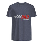Dad Pit Crew Race Car T-Shirt in Heather Navy - back view