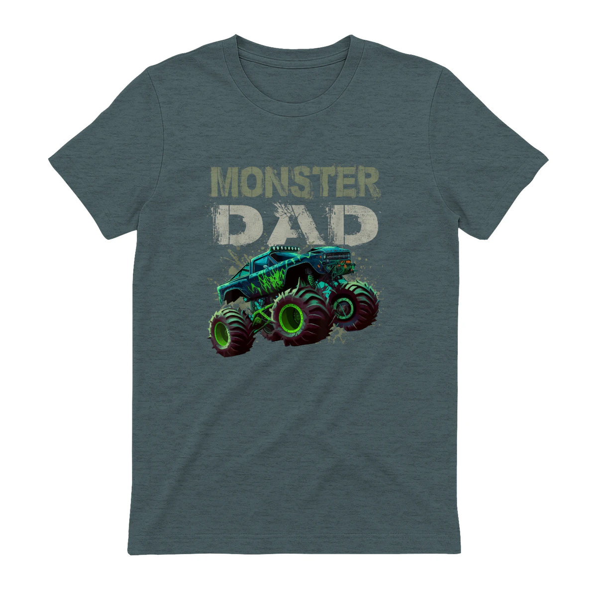 Monster Truck Dad T-Shirt in Dark Heather - back view