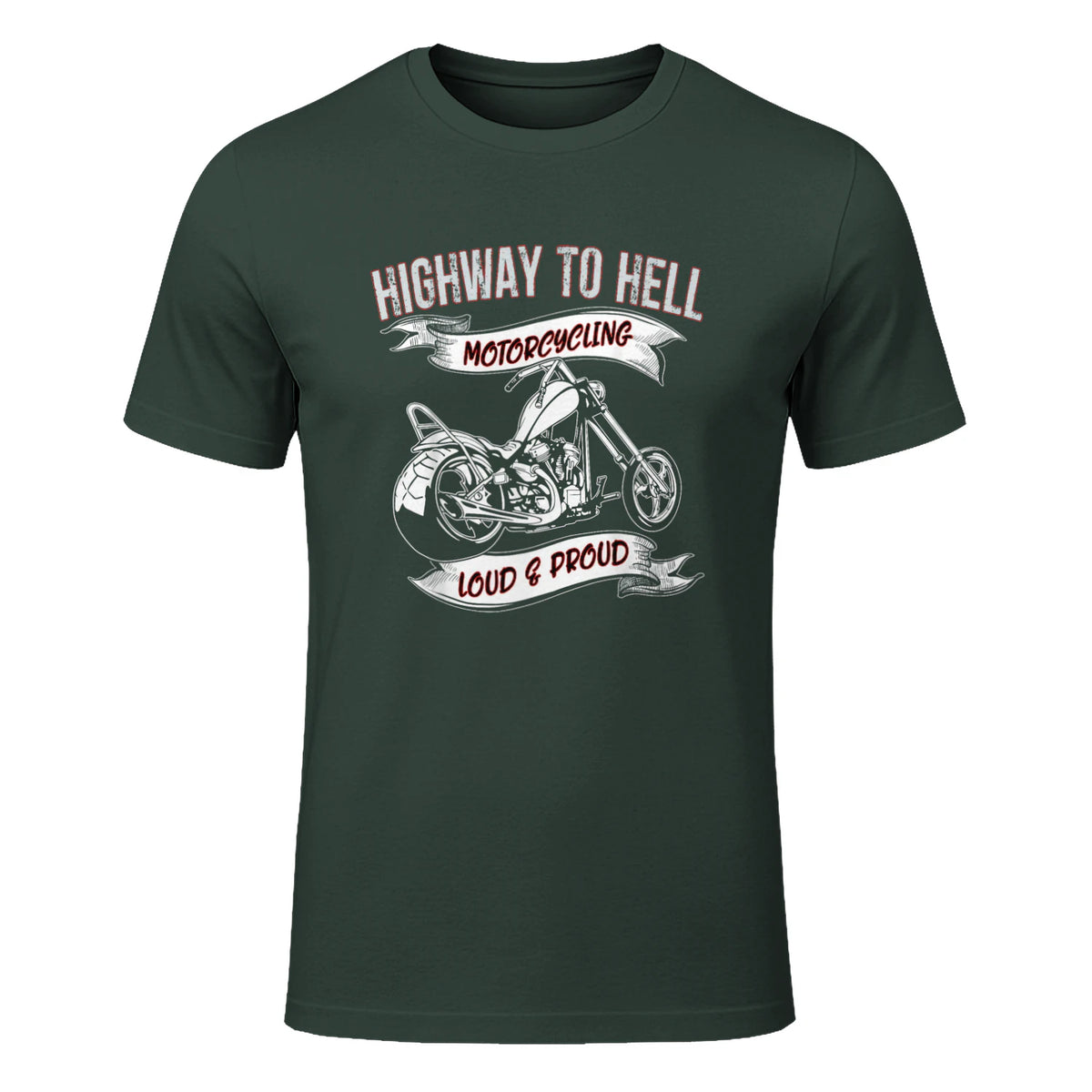 Highway to Hell Motorradfahrer Biker Motorrad Männer in Forest Green - front view