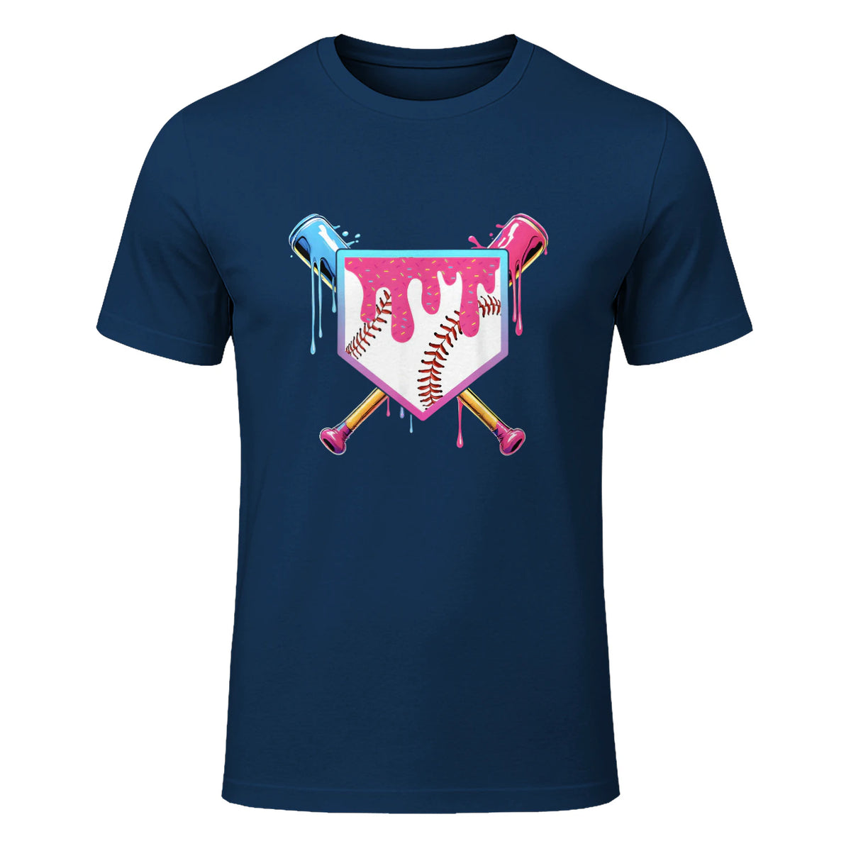 Baseball Drip Youth T-Shirt in Navy - front view