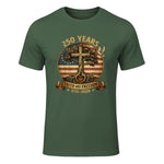 Faith and Freedom Christian USA Anniversary T-Shirt in Military Green - front view