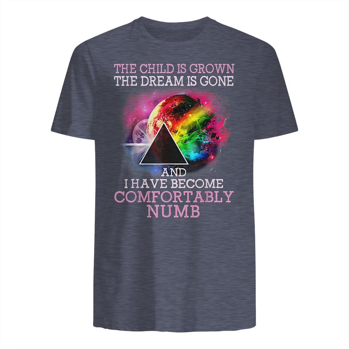 The Child Is Grown The Dream Is Gone Comfortably Number T-Shirt in Heather Navy - back view