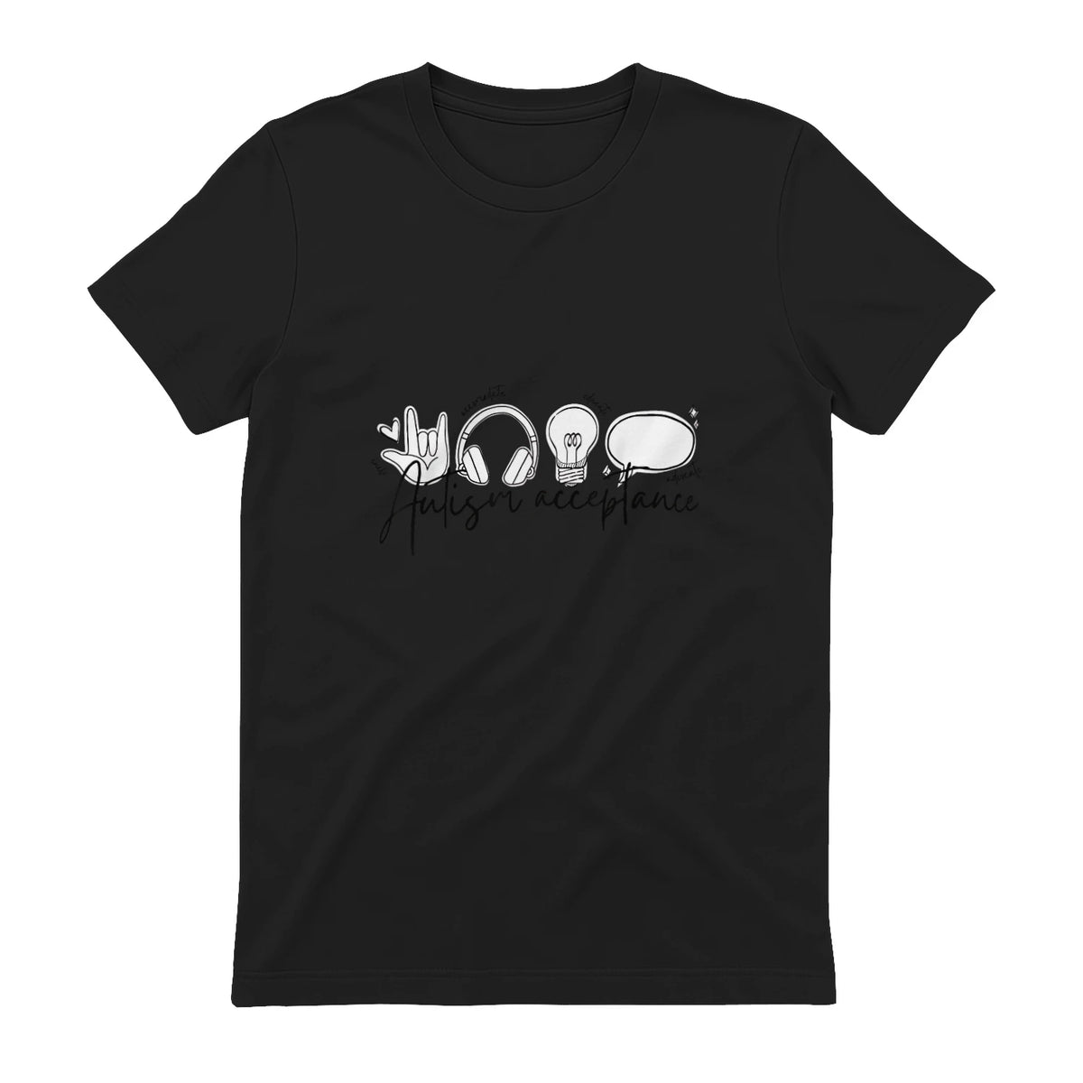 Autism Awareness Acceptance Shirt Support Mom Women Kid in Black - back view