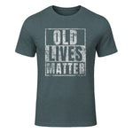 Old Lives Matter Funny Birthday Party Gag Gift for Dad in Dark Heather - front view