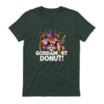 Donut Princess Cat Meme Tee – Kawaii Funny Cartoon Style T-Shirt in Forest Green - back view
