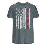 Proud Papa Flag Funny Father's Day from Grandchildren T-Shirt in Dark Heather - back view