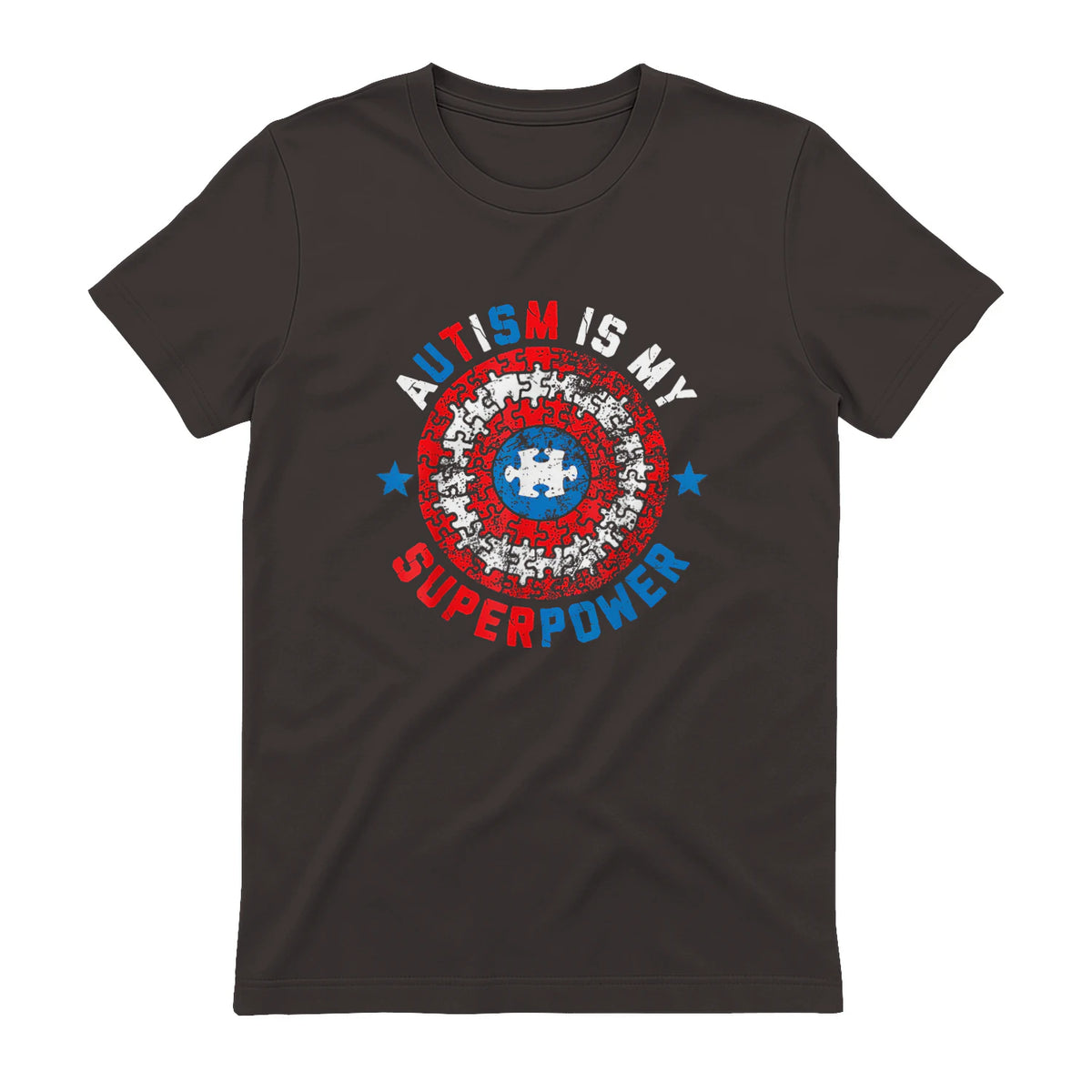 Autism is My Superpower Autism Awareness Autistic for Boys in Dark Chocolate - back view