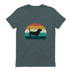 Basset Hound rétro Amant Vintage Sunset Dog & Puppy in Dark Heather - back view