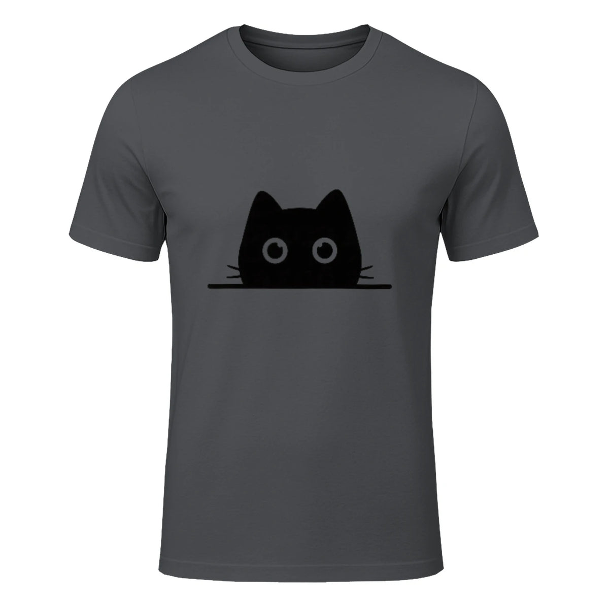Chemise avec motif de chat dans une poche pour enfants, femmes, hommes, amoureux des chats in Charcoal - front view