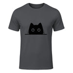 Chemise avec motif de chat dans une poche pour enfants, femmes, hommes, amoureux des chats in Charcoal - front view