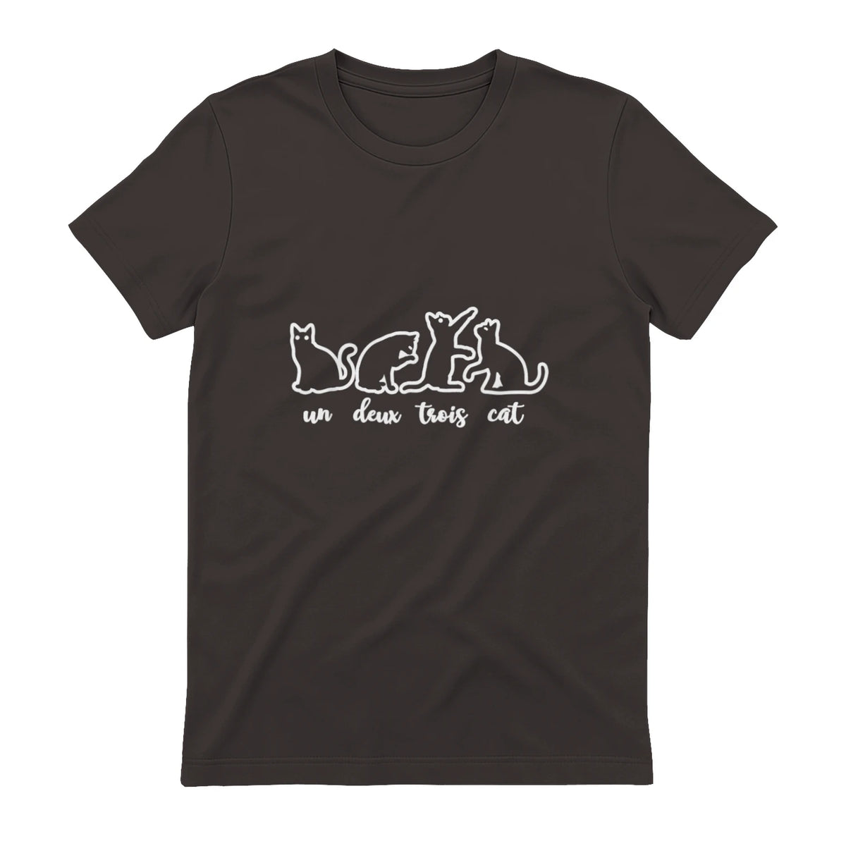 Un Deux Trois Cat, Cute & Funny Kittens, Gift For Cat Lovers T-Shirt in Dark Chocolate - back view
