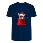 Chihuahua Motif de Noël - Mignon Mignon Xmas Neige Chiwawa in Navy - back view