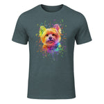 Colorful Splash Art Yorkshire Terrier Portrait Yorkshire Lover in Dark Heather - front view