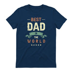Best Dad in the World, Retro Vintage Look T-Shirt in Navy - back view