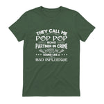 Funny Pop Pop Dad Shirt Valentine Fathers Day Christmas in Military Green - back view