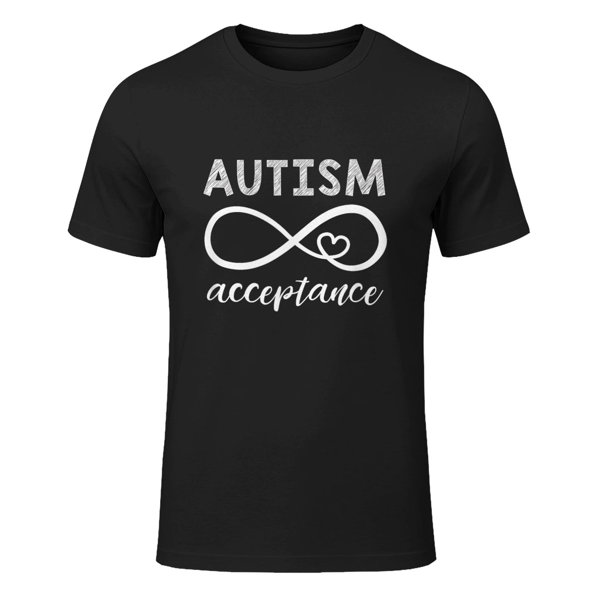 Red Instead Autism Acceptance T-Shirt in Black - front view