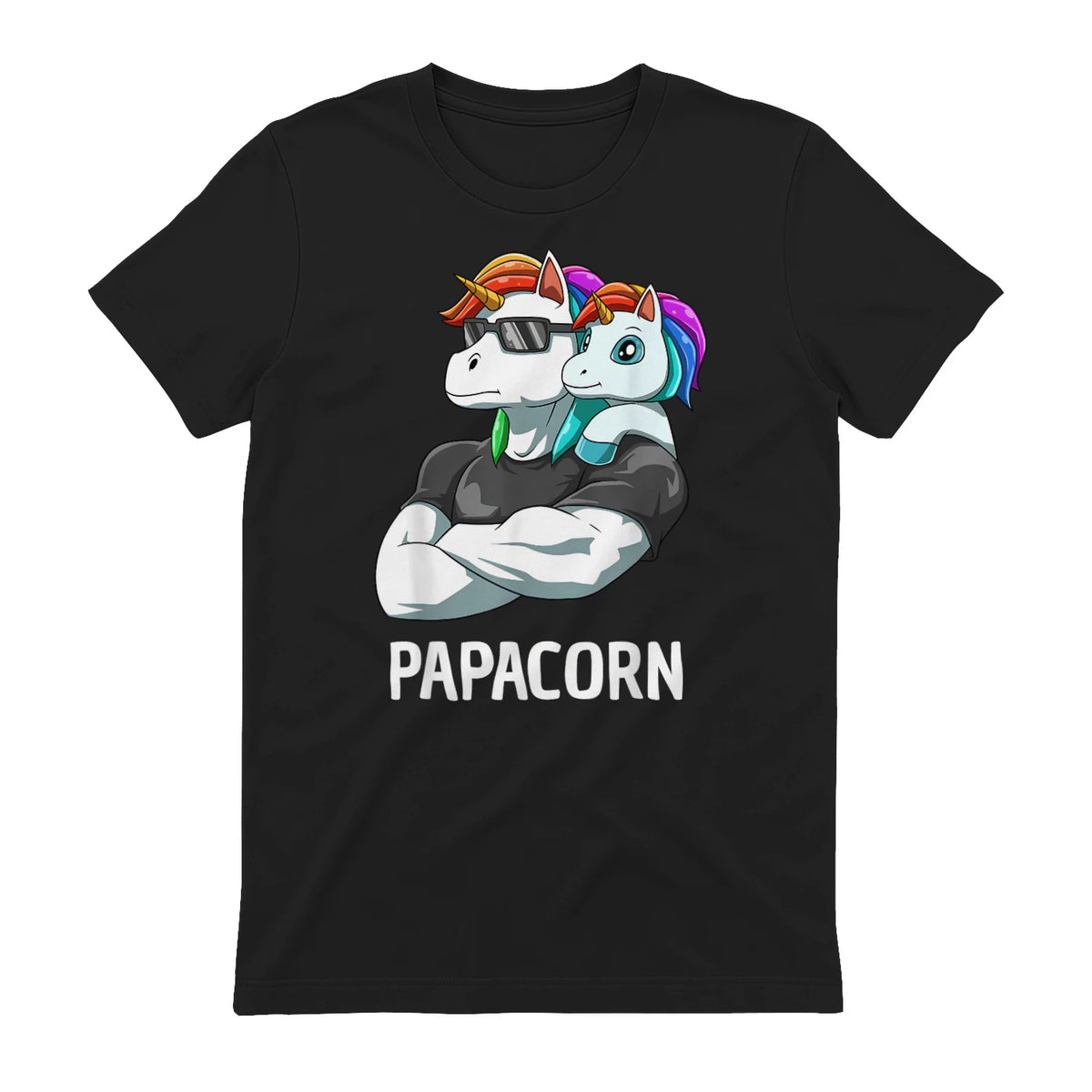 Papacorn Vater Tochter Einhörner in Black - back view