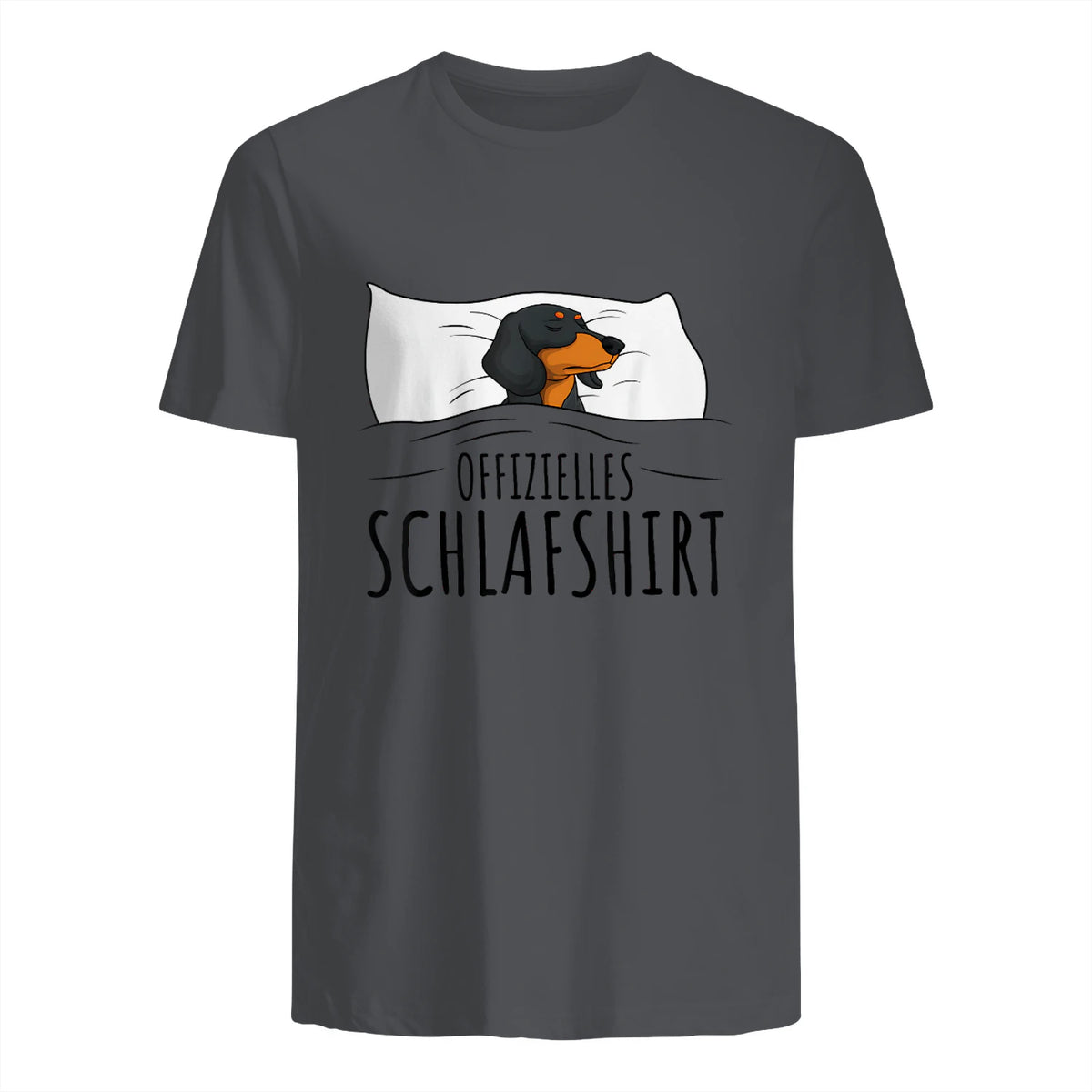 Offizielles Schlafshirt Schlafanzug Dackel Hund Geschenkidee in Charcoal - back view