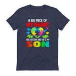 A Big Piece of My Heart Has Autism and He's My Son in Heather Navy - back view