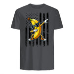 Dabbing Banana Retro American Flag Banana Lover Boys Kids T-Shirt in Charcoal - back view