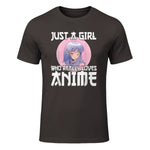 Manga & Anime Outfits for Women & Girls Anime Girl Merch Otaku Gift Just A Girl Who Loves Anime in Dark Chocolate - front view