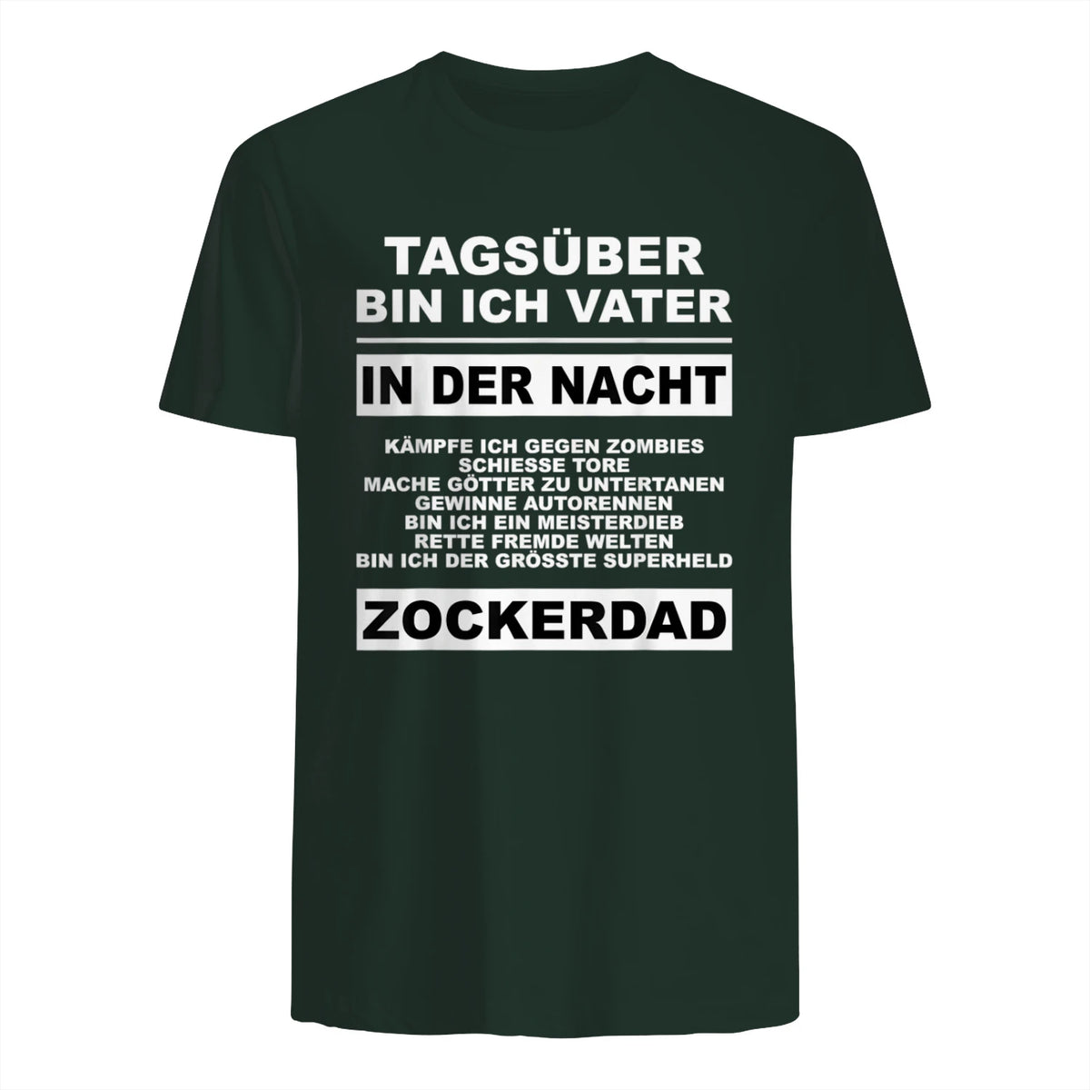 Zockerdad PC Spiele Gaming Zocken Konsole T-Shirt in Forest Green - back view