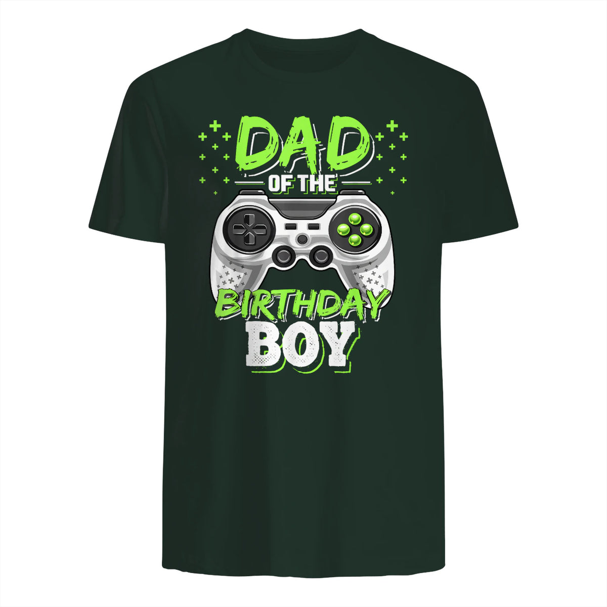 Dad of The Birthday Boy Matching Video Gamer Birthday Party in Forest Green - back view
