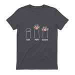 Introvert Cat Animal Rescue Pet Lover Apparel Rock Paper Scissors Hand Game Cute Paw Funny Cat T-Shirt in Charcoal - back view