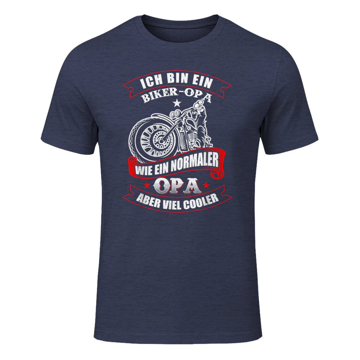 Biker-Opa wie normaler Opa Aber viel Cooler - Motorrad Shirt in Heather Navy - front view