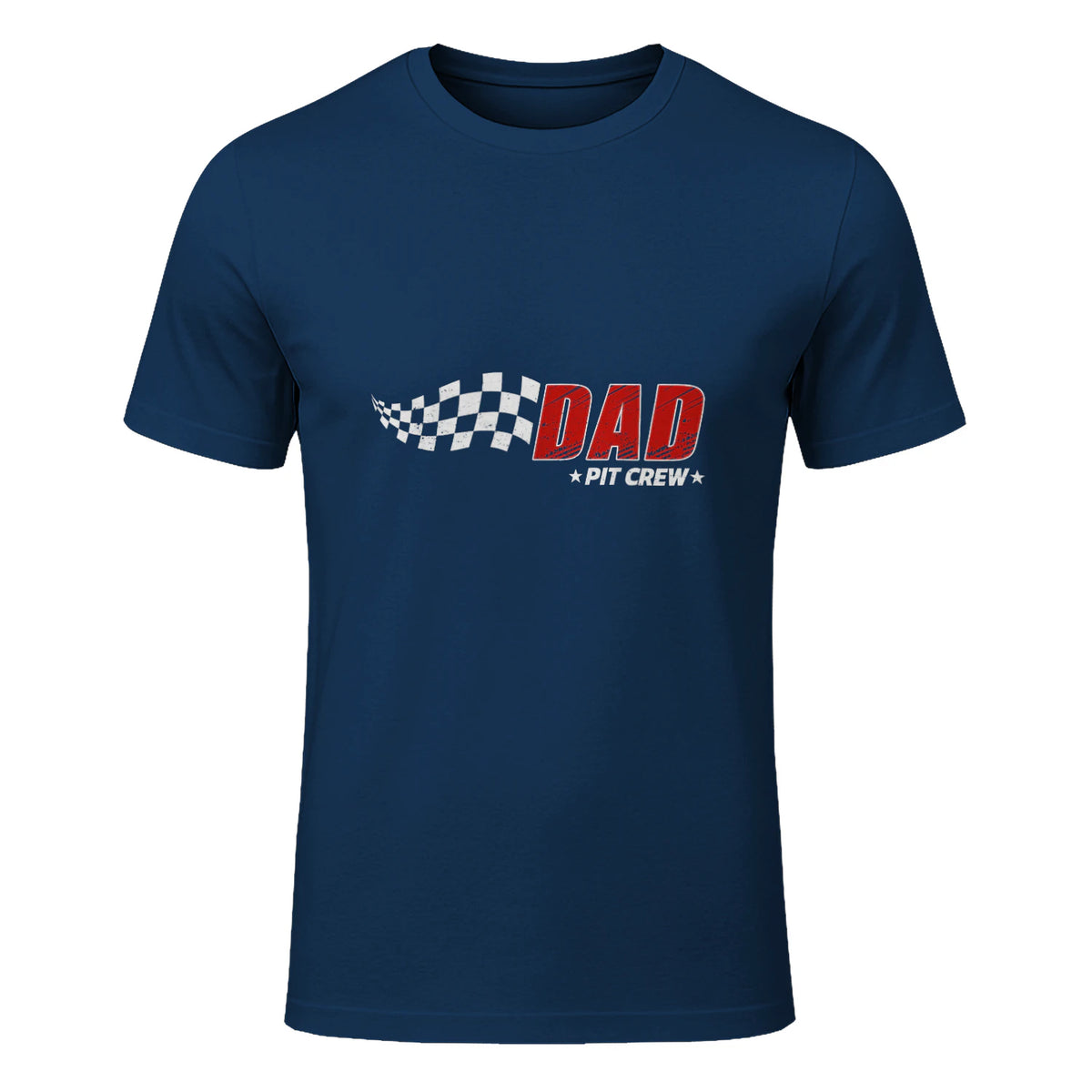 Dad Pit Crew Race Car T-Shirt in Navy - front view