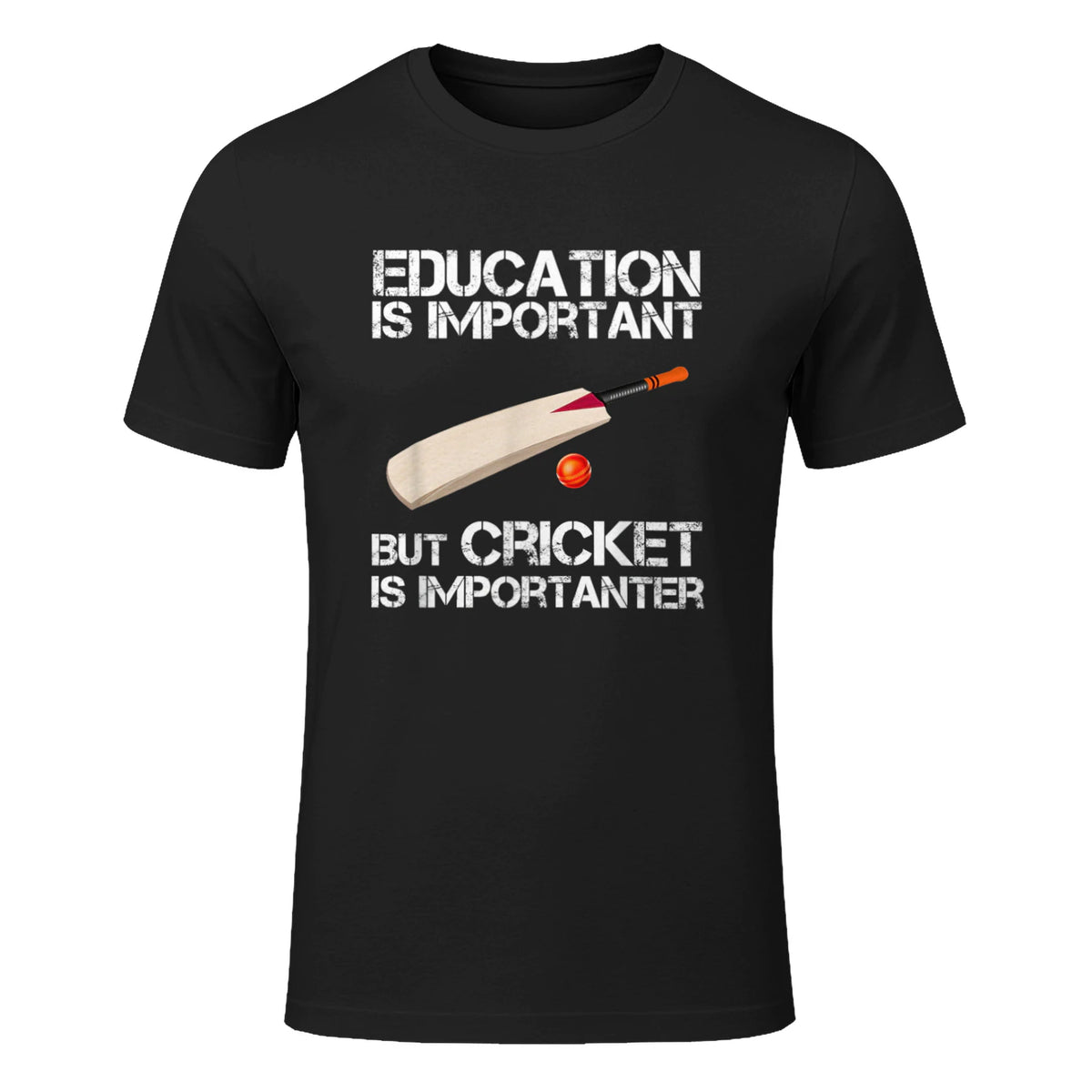 Education Is Important But Cricket Is Importanter T-Shirt T-Shirt in Black - front view
