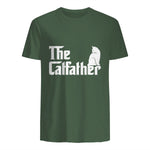 The Catfather Funny Cat Parody Fathers Day Gift Cat Father T-Shirt in Military Green - back view