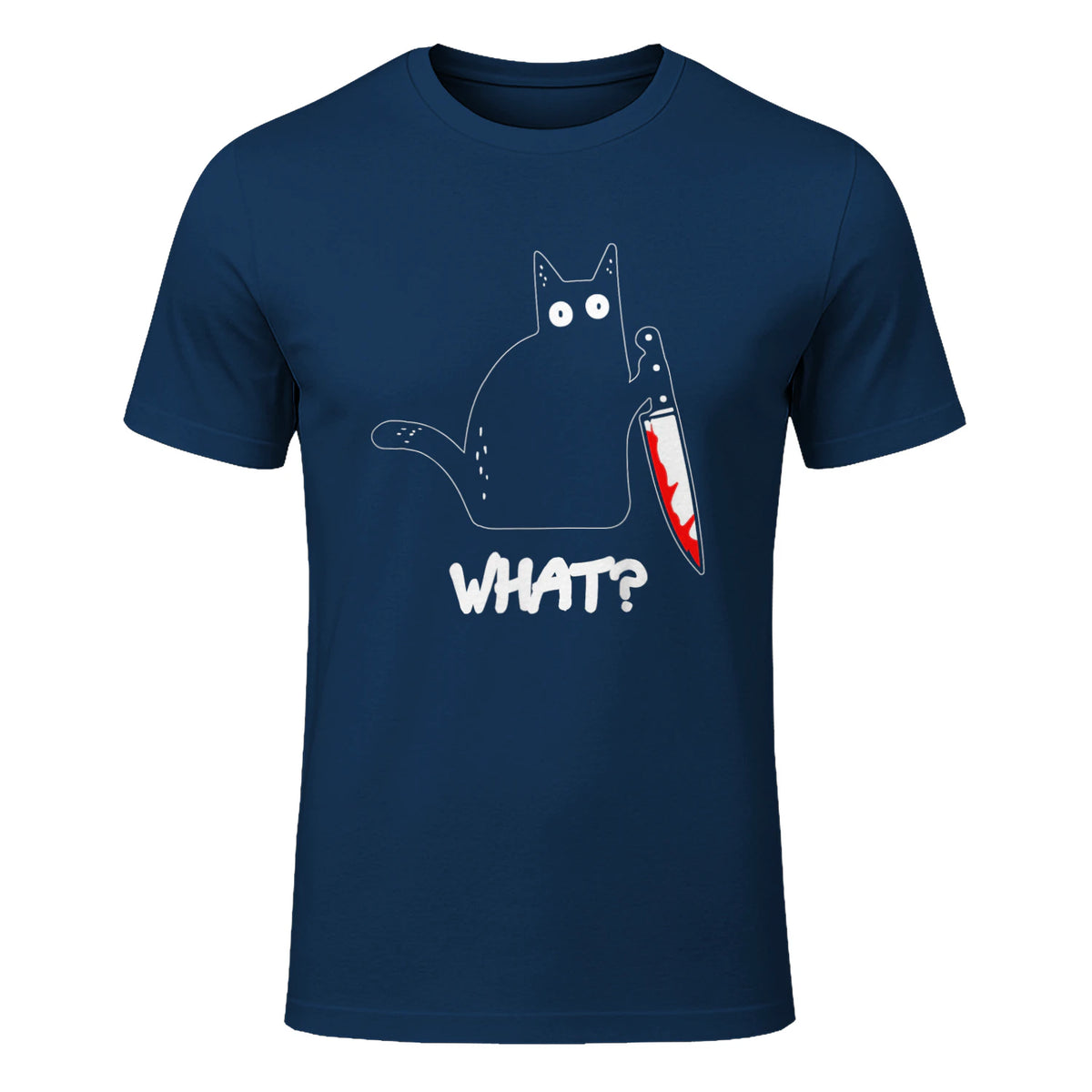 Chat Noir meurtrier drôle avec Couteau - Chat Noir Quoi in Navy - front view
