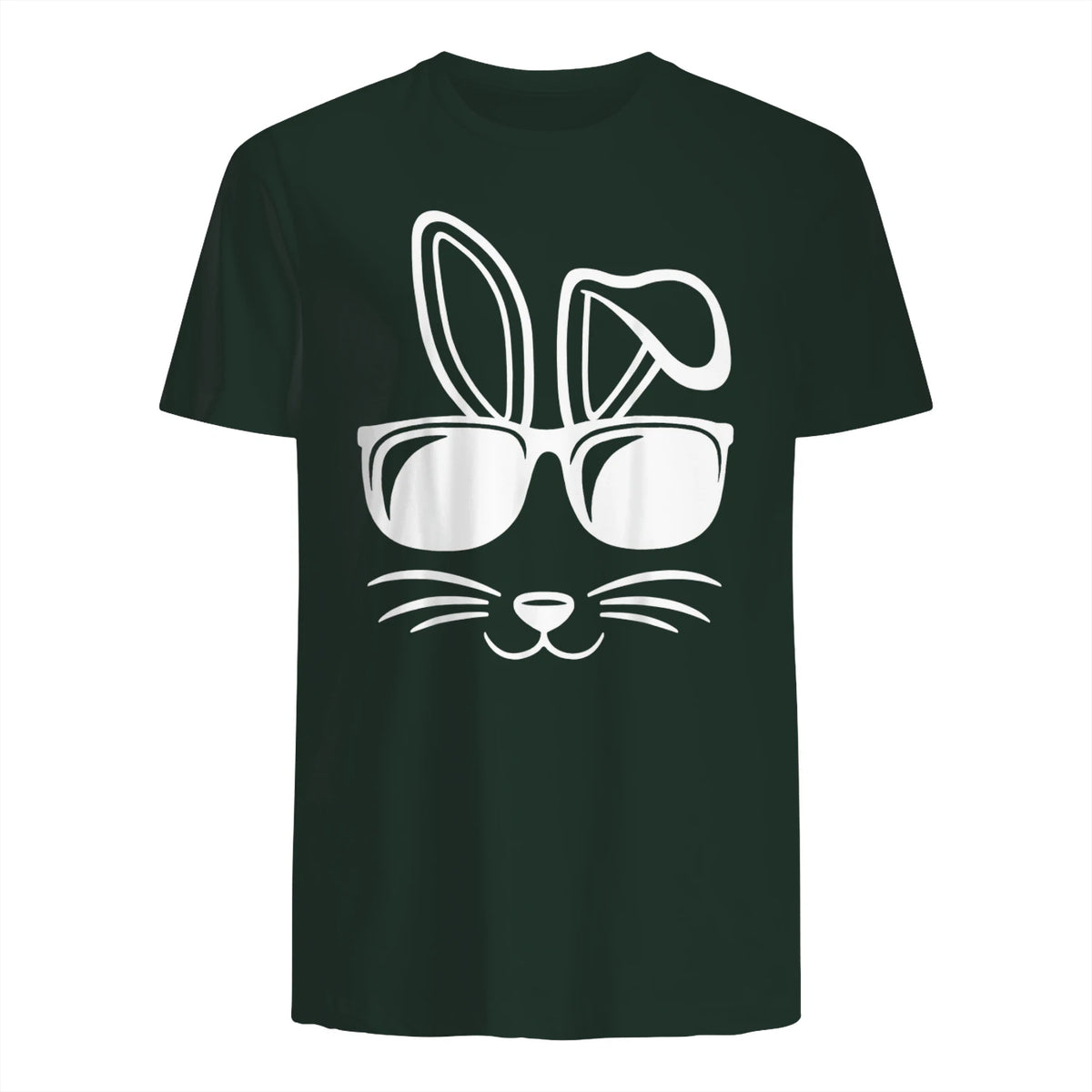 Bunny Face With Sunglasses Men Boys Kids Easter Day in Forest Green - back view
