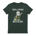 Vintage Father Son Family Autistic Kids Autism Awareness Dad in Forest Green - back view