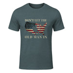 Don't Let The Old Man in Vintage American Flag T-Shirt in Dark Heather - front view