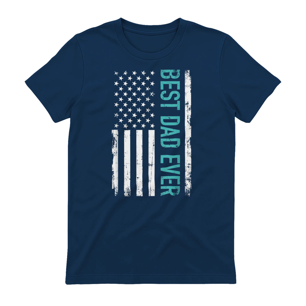 Father's day Best dad ever with US american flag Short Sleeve in Navy - back view