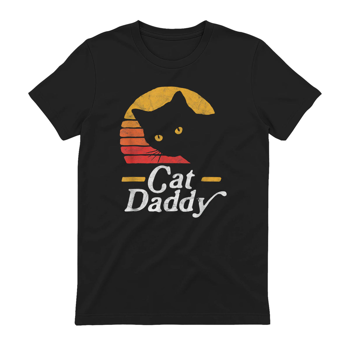 Cat Daddy Vintage Eighties Style Cat Retro Distressed in Black - back view